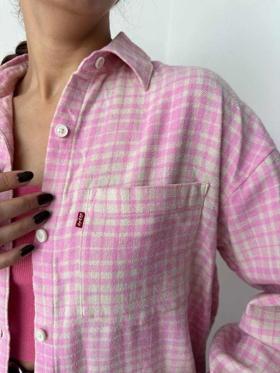Levi's × Vintage Vintage Levi’s Over-shirt Women’s Pink Shirt Size M / US 6-8 / IT 42-44 - 4 Thumbnail