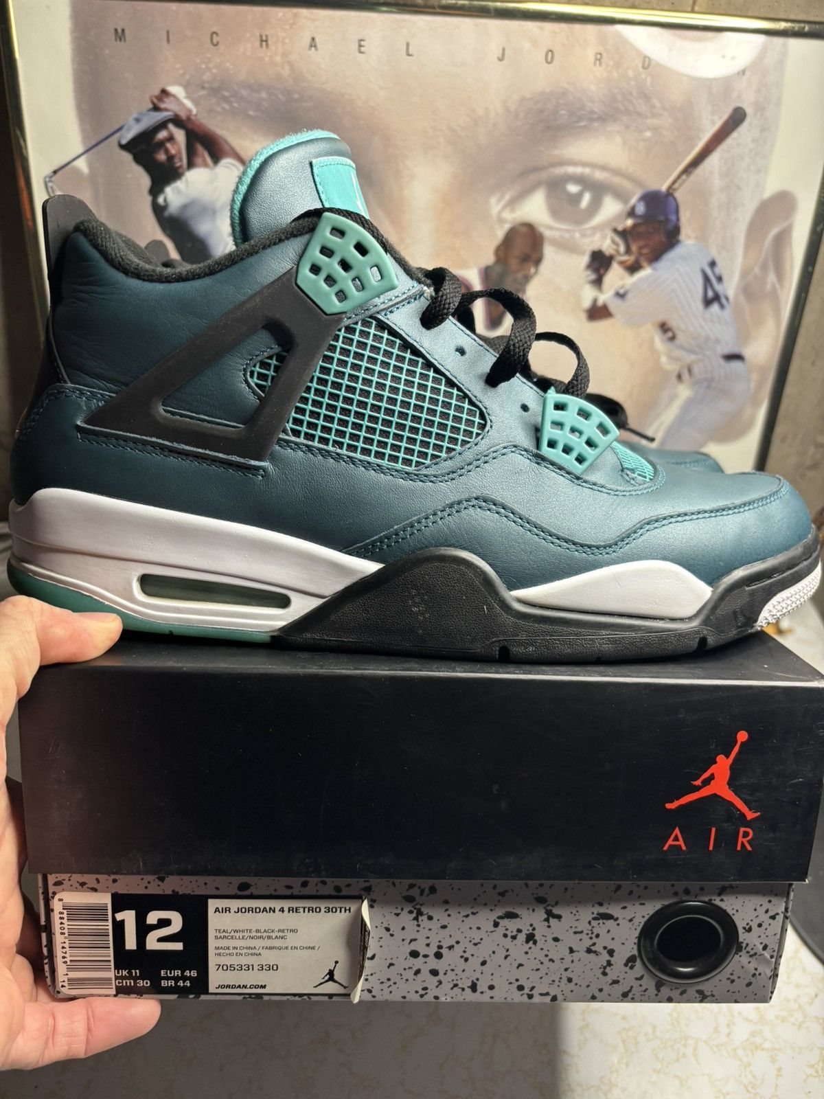 Jordan Brand Jordan Retro 4 ‘teal’ Size US 12 / EU 45 - 1 Thumbnail