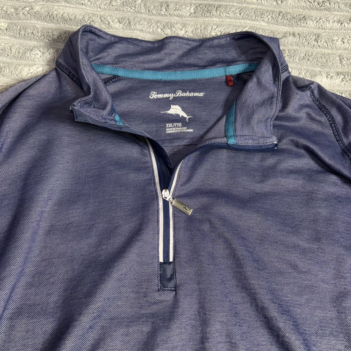 Tommy Bahama Tommy Bahama Navy Blue Light Weight 1/4 Zip Pull Over 2XL Size US XXL / EU 58 / 5 - 12 Thumbnail