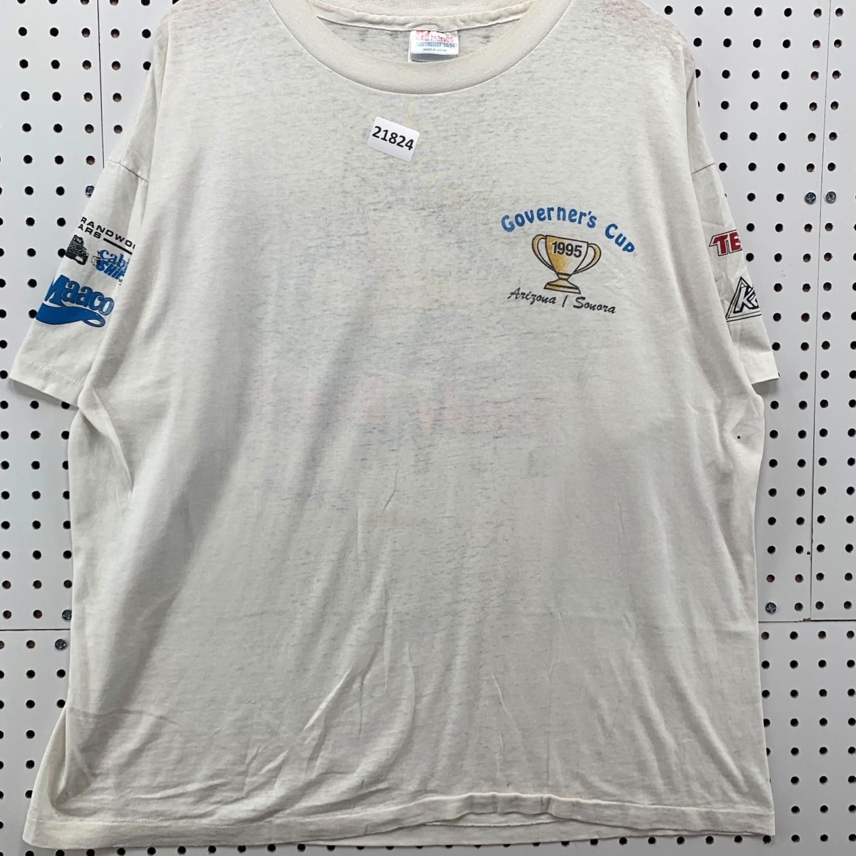 Hanes VINTAGE Governer's Cup White Single Stitch Fiesta On The Beach Mens XL 24x28 Arizona 90s Nike Shirt Mens? Size US XL / EU 56 / 4 - 7 Thumbnail