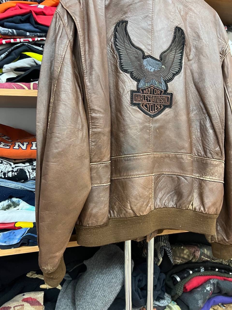 Harley Davidson × Vintage Harley Davidson Y2K Leather Distressed aviator jacket Size US L / EU 52-54 / 3 - 11 Thumbnail