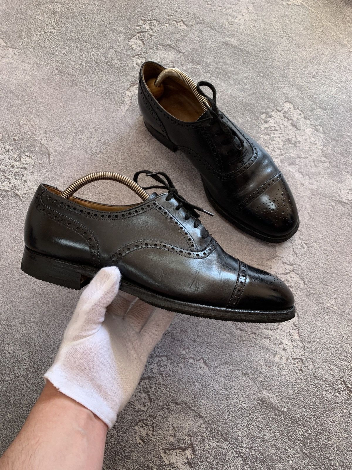 Crockett&Jones Westminster Black Derby Brogue Shoes UK 7 1/2