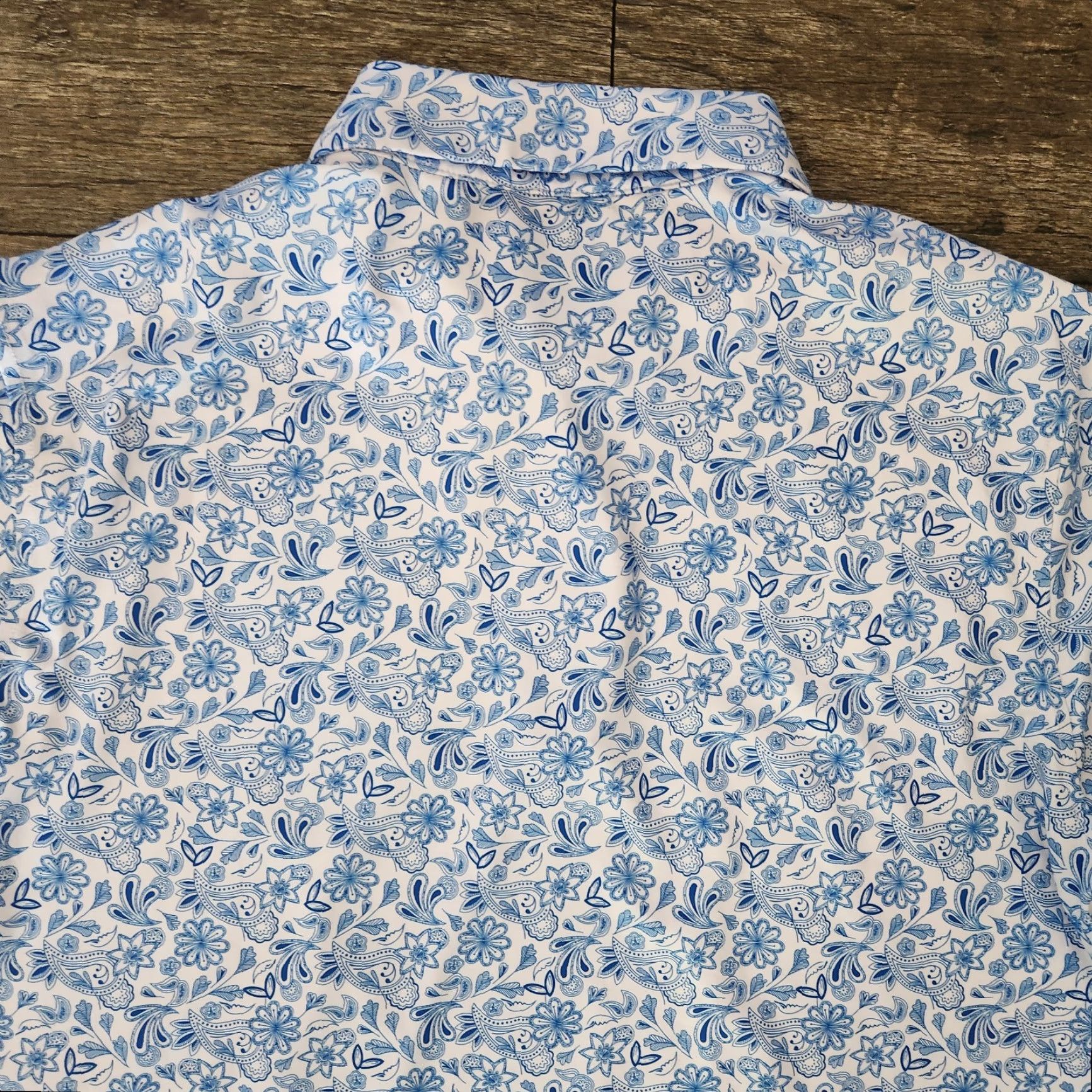 Vintage Maelreg Performance Polo Floral Paisley Pattern Blue Shirt Mens M Regular Short Sleeve Golf AOP Lightweight Stretch Breathable Button Logo Embroidered Size US M / EU 48-50 / 2 - 6 Thumbnail