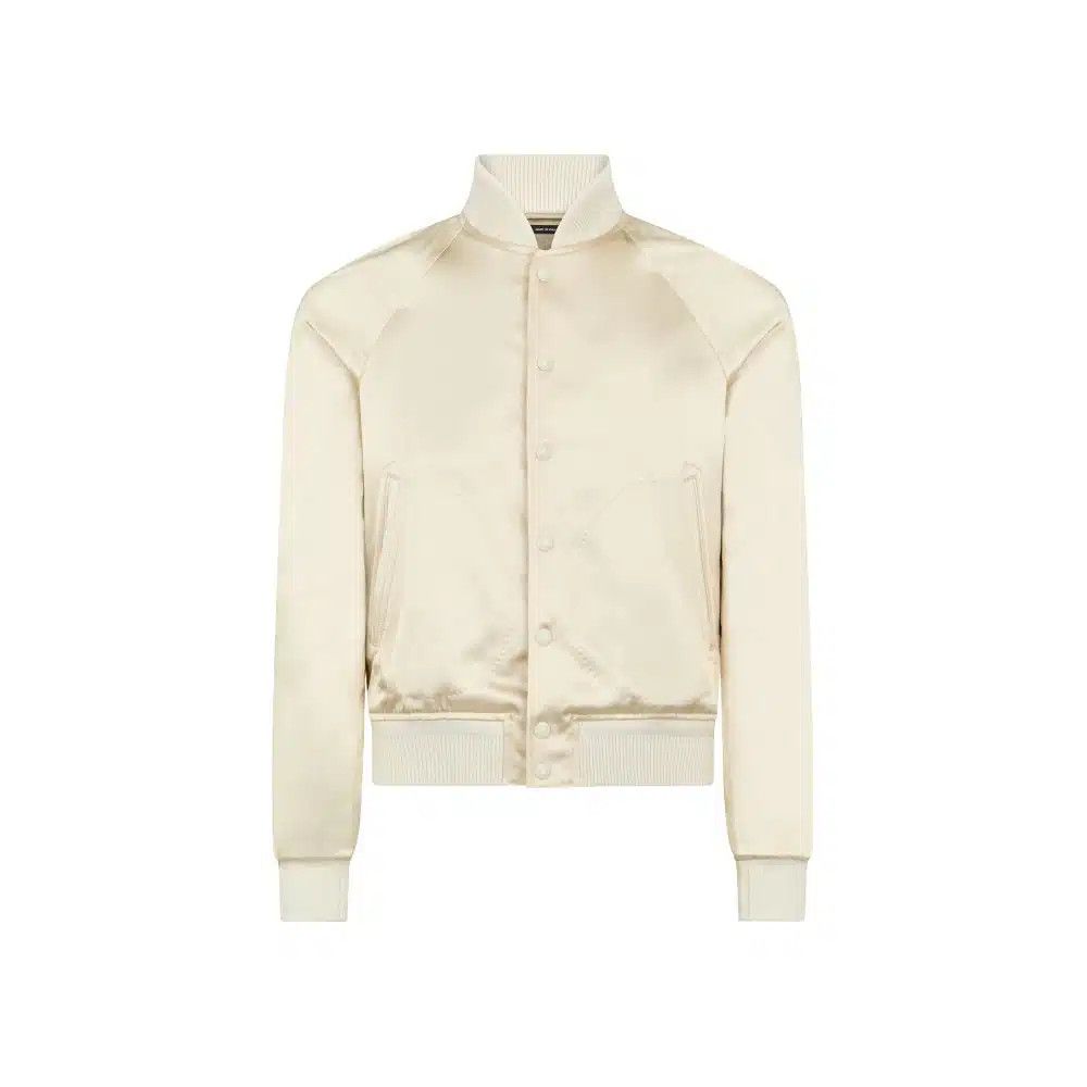 o1loc1c0825 OBS052 Viscose Bomber Jacket in Beige