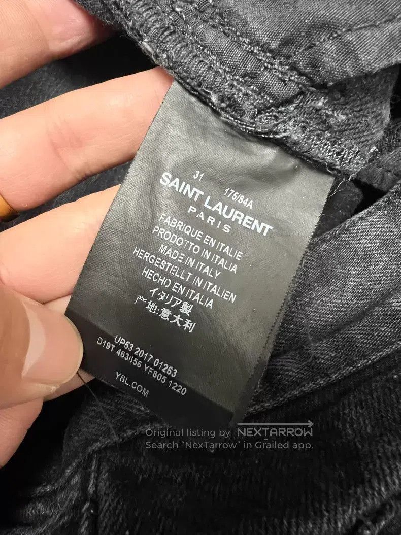 Saint Laurent Paris Saint Laurent Paris Smoke Black Water Ripple Slim Straight Size US 31 - 4 Thumbnail