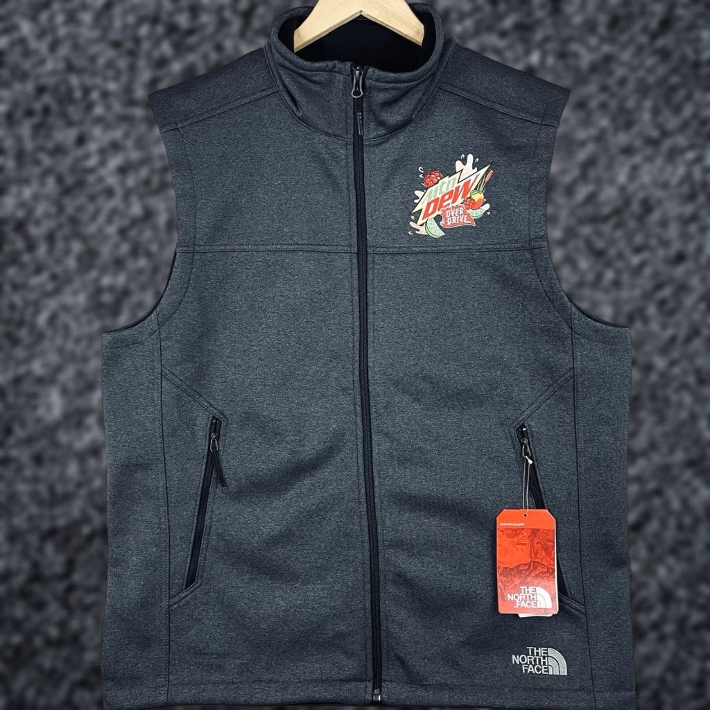 North Face Vest Men’s Large Grey Ridgewall Full Zip Softshell Mountain Dew NWT