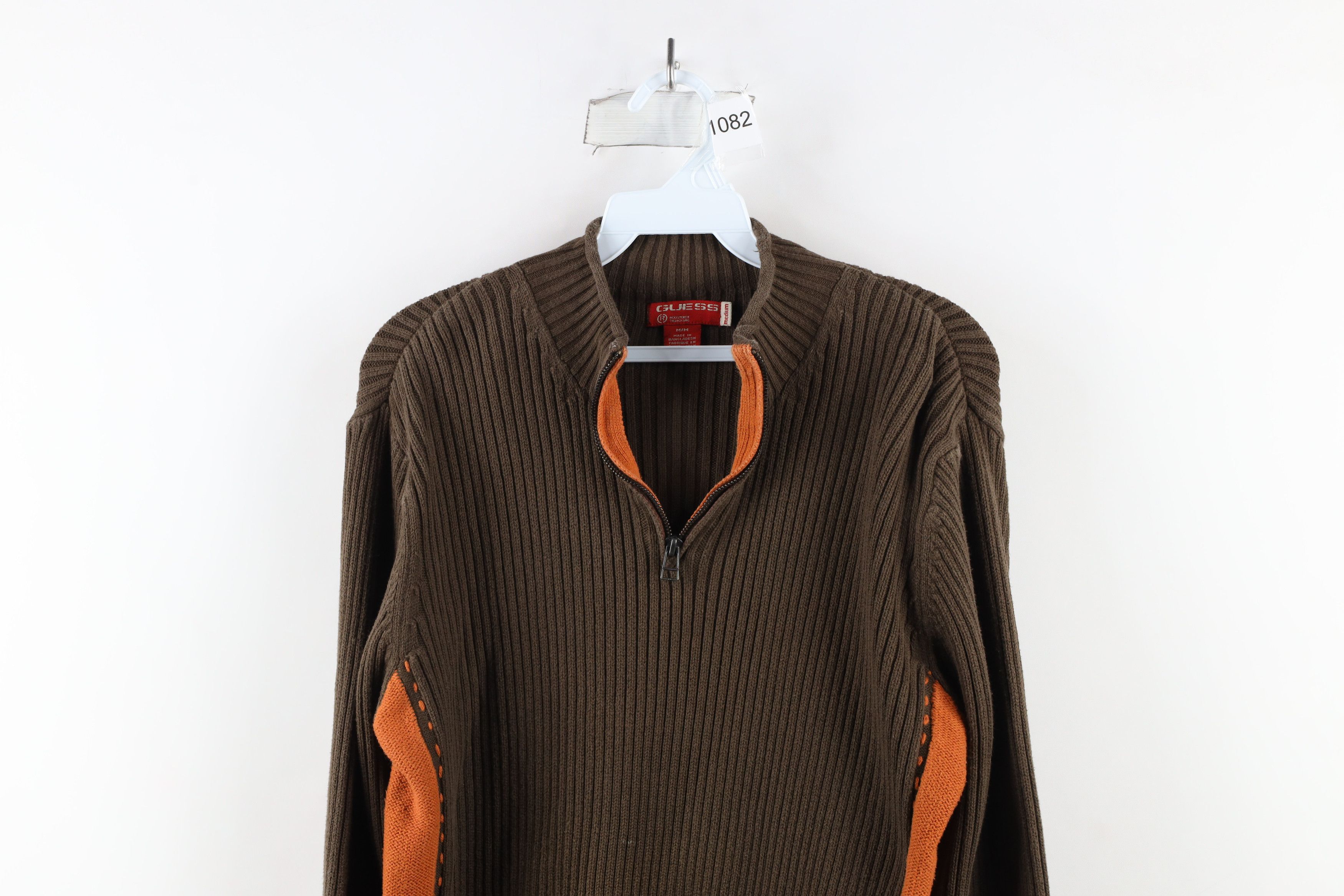 Guess × Vintage Vintage 90s Guess Ribbed Knit Half Zip Pullover Sweater Size US M / EU 48-50 / 2 - 2 Thumbnail