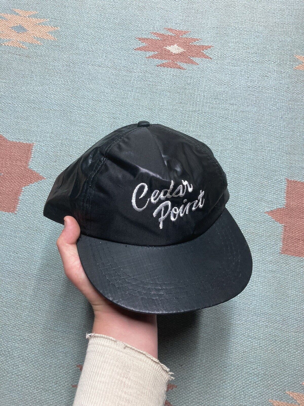 Vintage SnapBack hat cedar point black nylon lightweight adjustable Size ONE SIZE - 1 Thumbnail