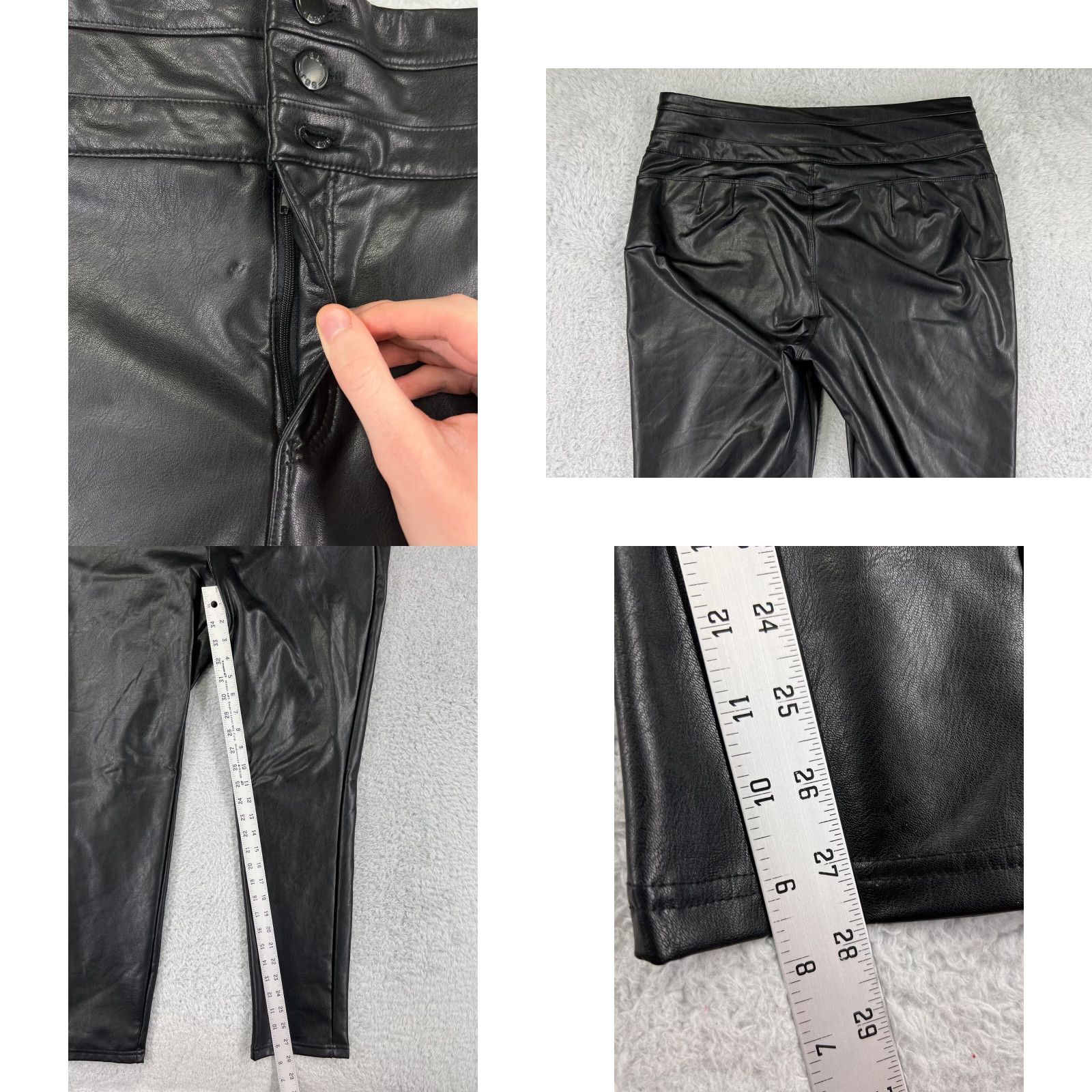Vintage VINTAGE BBJ Women's Pants 17 Black Faux Leather Straight Leg Regular Fit Modern 2000s Womens Size 38" / US 16 / IT 52 - 8 Thumbnail