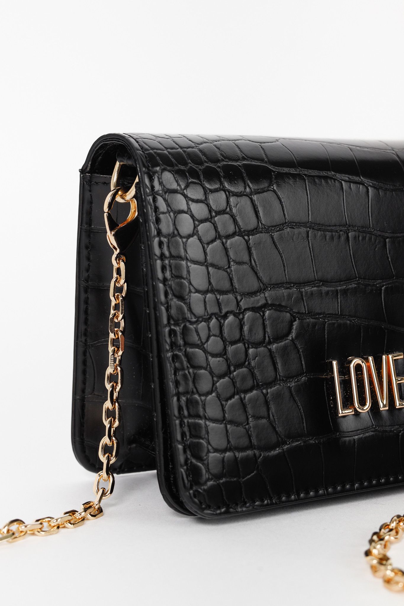 Love Moschino Love Moschino Nero PU Croco Flap Crossbody Bag Size ONE SIZE - 7 Thumbnail