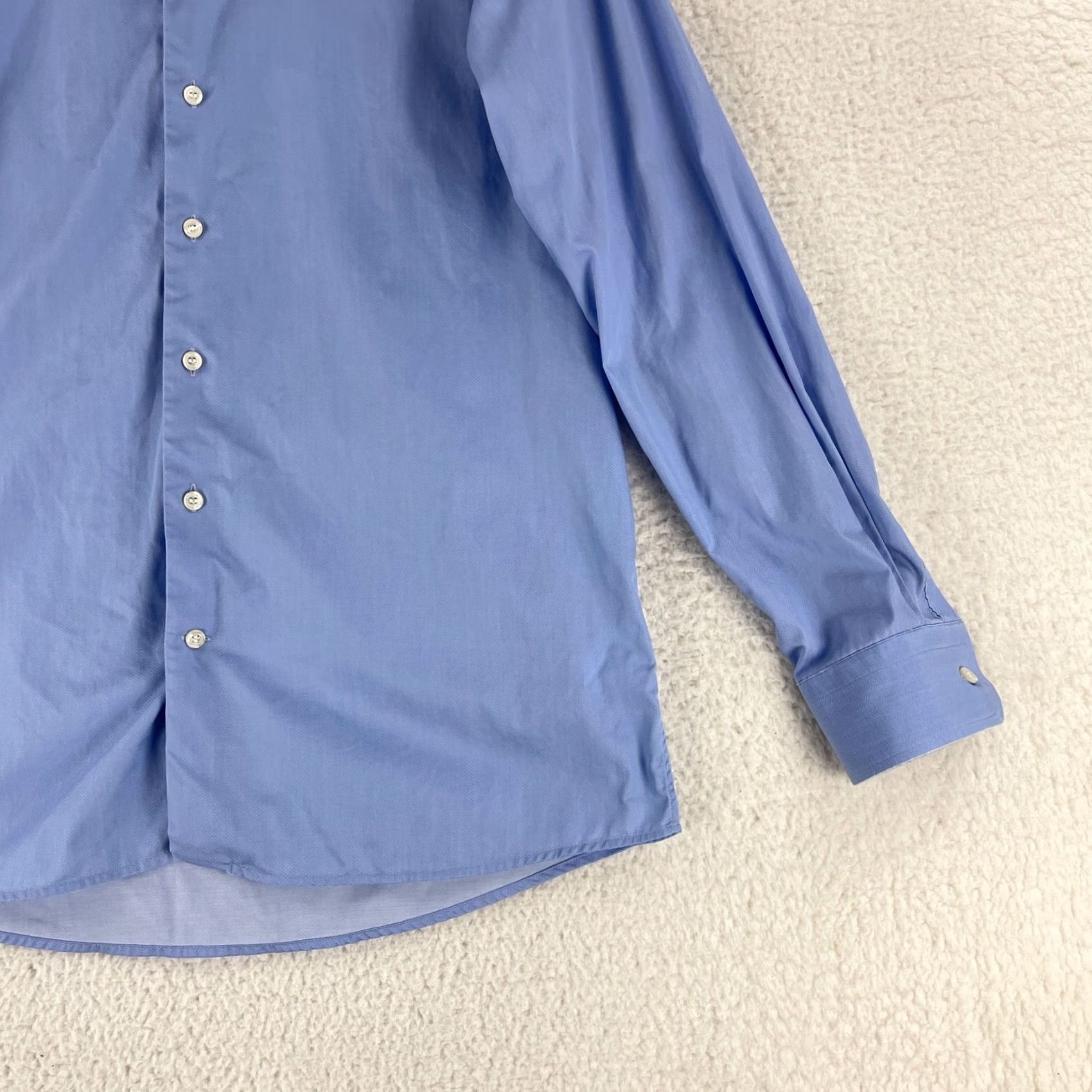 Eton Eton Blue Contemporary Fit Button-Up Dress Shirt Mens Long Sleeve Cotton Large Size 42R - 6 Thumbnail
