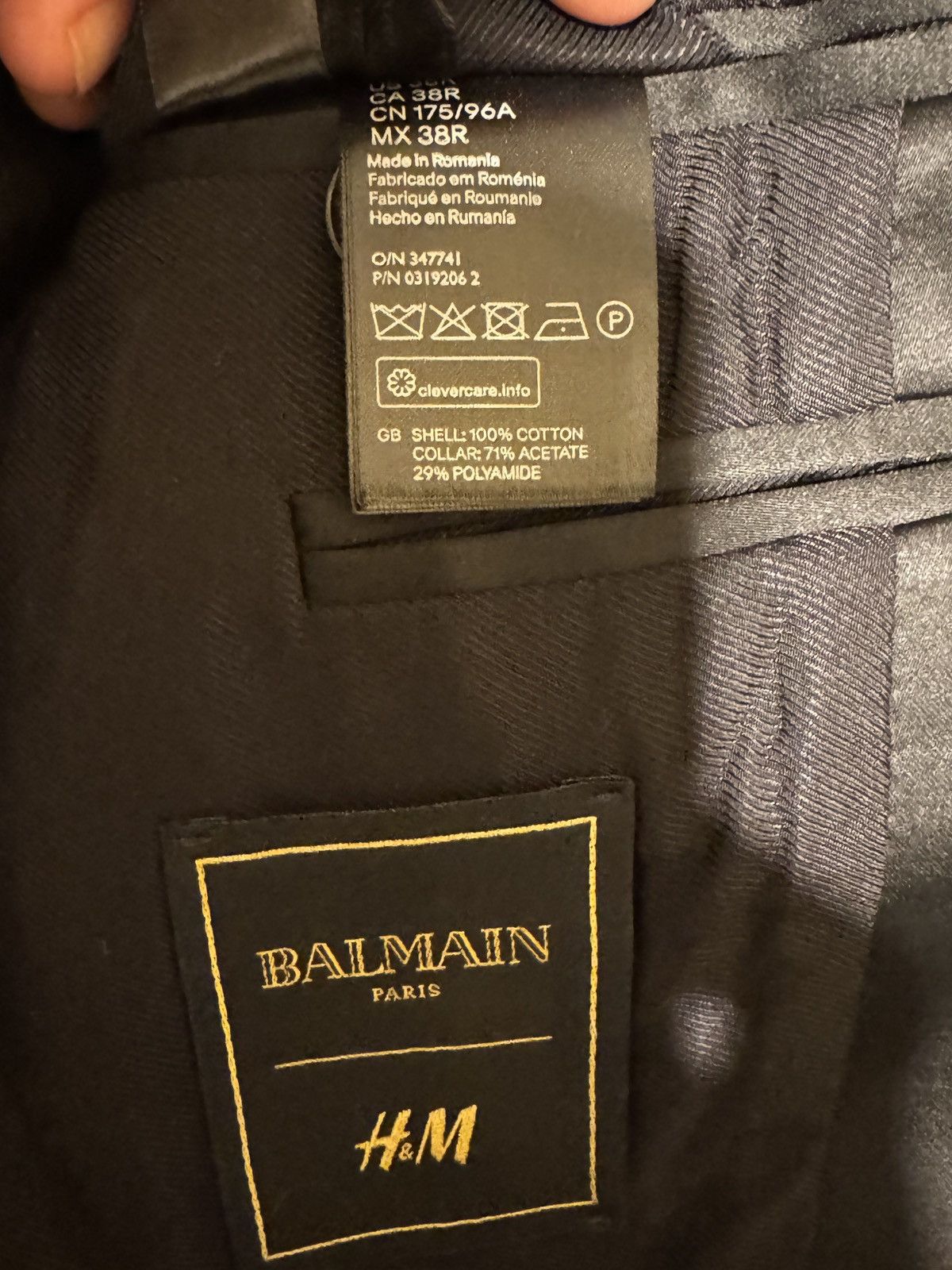 Balmain × H&M BALMAIN x H&M Velvet Tuxedo Blazer – Limited Edition Size 38R - 7 Thumbnail