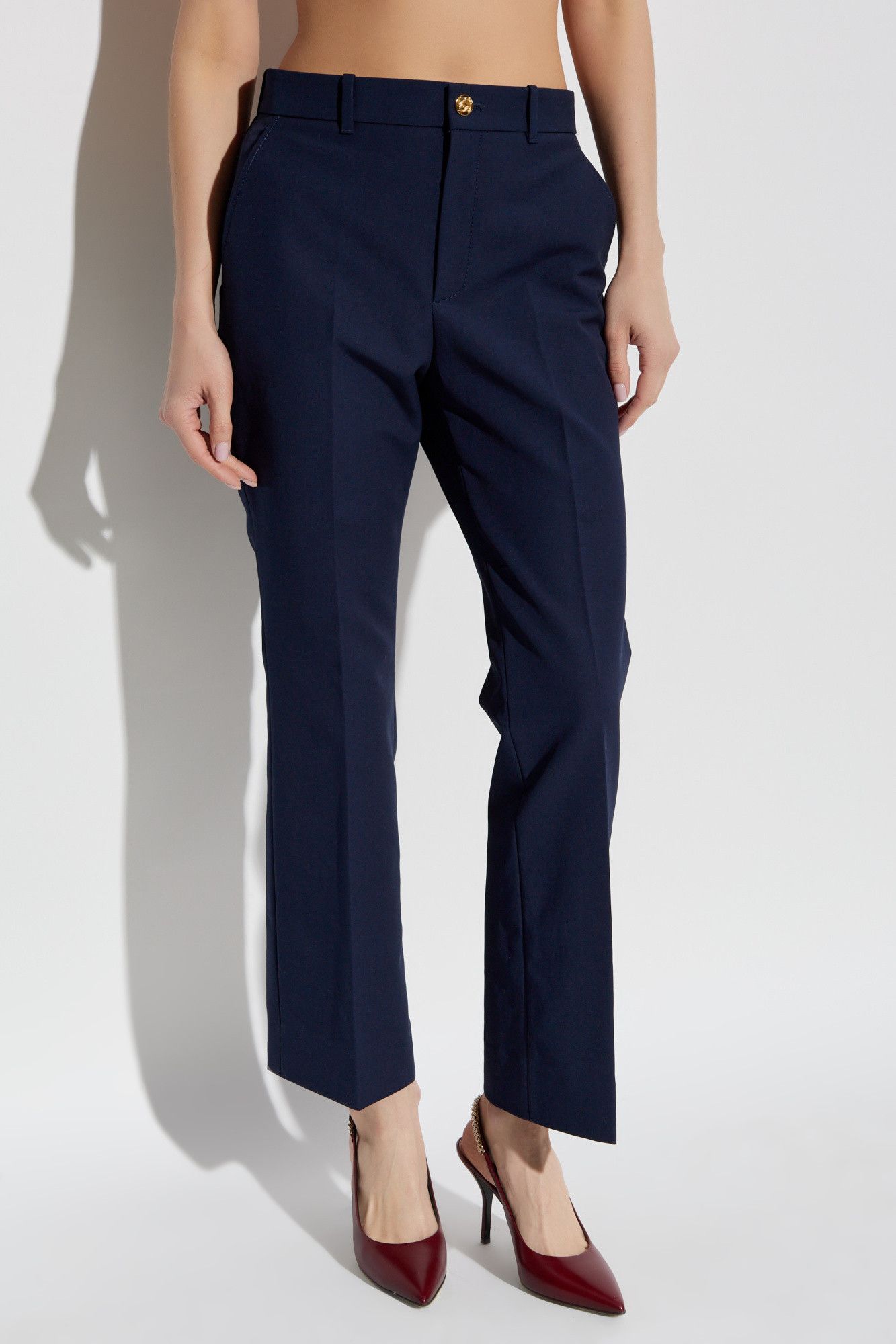 Gucci o1la5ras0526 Cotton Pants With Embroidery in Navy Blue Size 28" / US 6 / IT 42 - 3 Thumbnail
