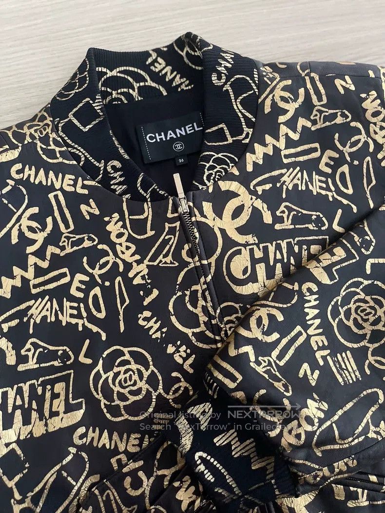 Chanel Chanel Egyptian series black gold graffiti leather jacket Size XS / US 0-2 / IT 36-38 - 4 Thumbnail