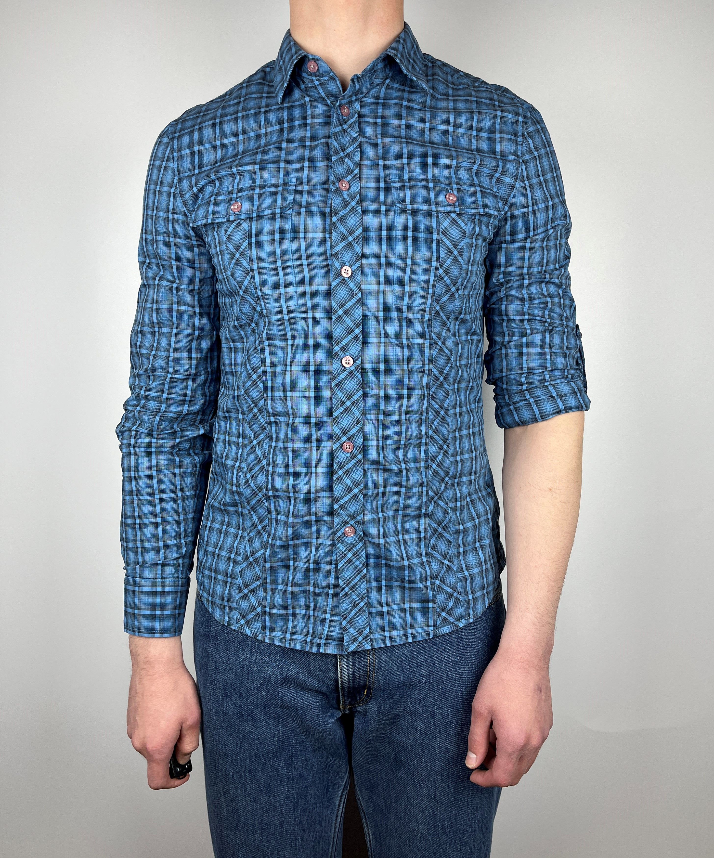 Armani Exchange A/X Armani Exchange Check Long Sleeve Button Up Shirt Size US M / EU 48-50 / 2 - 4 Thumbnail