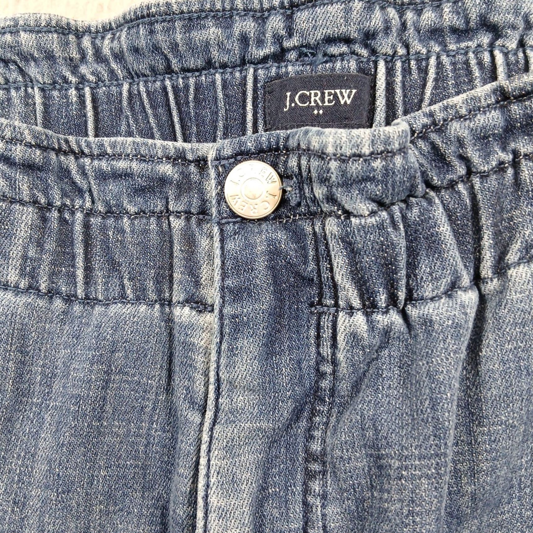 J.Crew VINTAGE not applicable J.CREW Pull-On Wide Leg Denim Trousers Women's 30 Blue Elastic Waist EUC Size 30" / US 8 / IT 44 - 6 Thumbnail