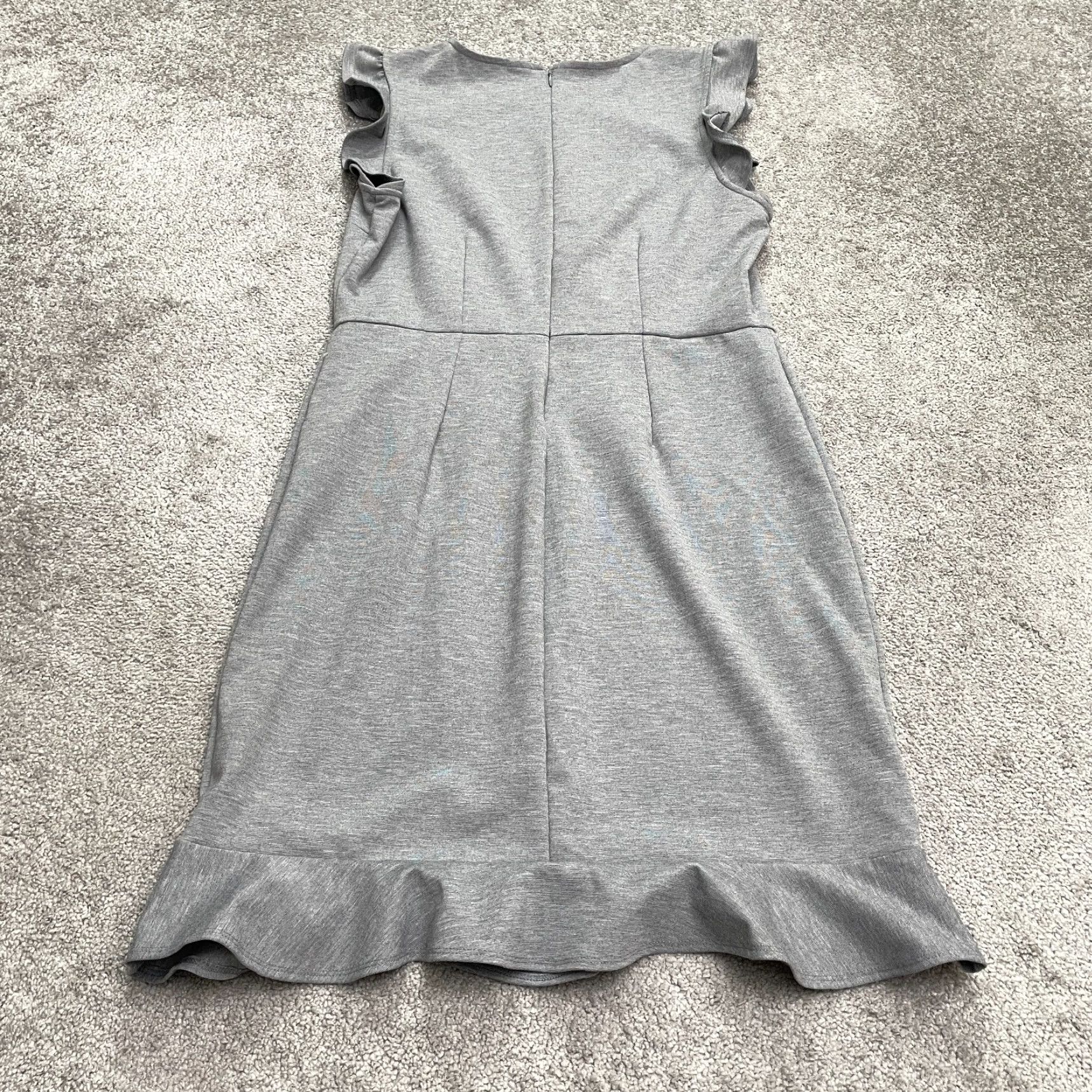 Old Navy Old Navy Dress Womens L Gray Ponte Knit Flutter Ruffle Sleeve Midi Sheath Zip Solid Work Size L / US 10 / IT 46 - 2 Thumbnail