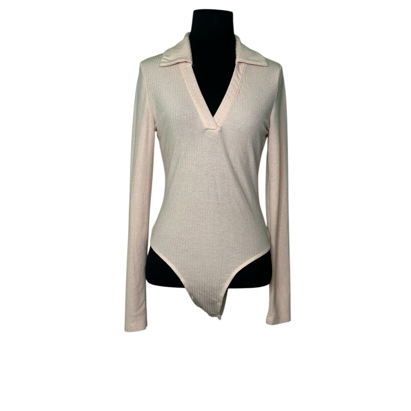 Shein Shein beige long sleeves knit bodysuit size Small Size S / US 4 / IT 40 - 10 Thumbnail