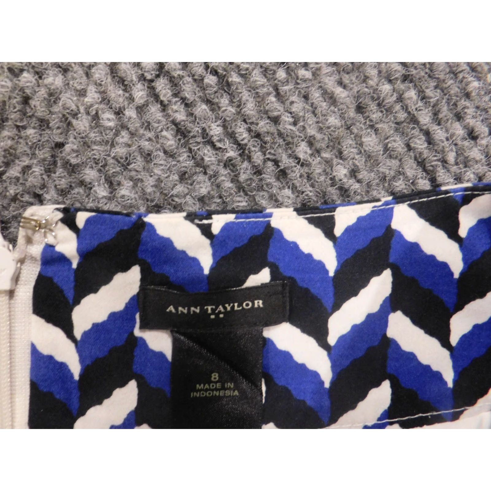 Ann Taylor Ann Taylor Skirt Womens 8 A-Line Knee Length Striped Knit Zip Blue Medium Cotton Lined Size 30" / US 8 / IT 44 - 6 Thumbnail