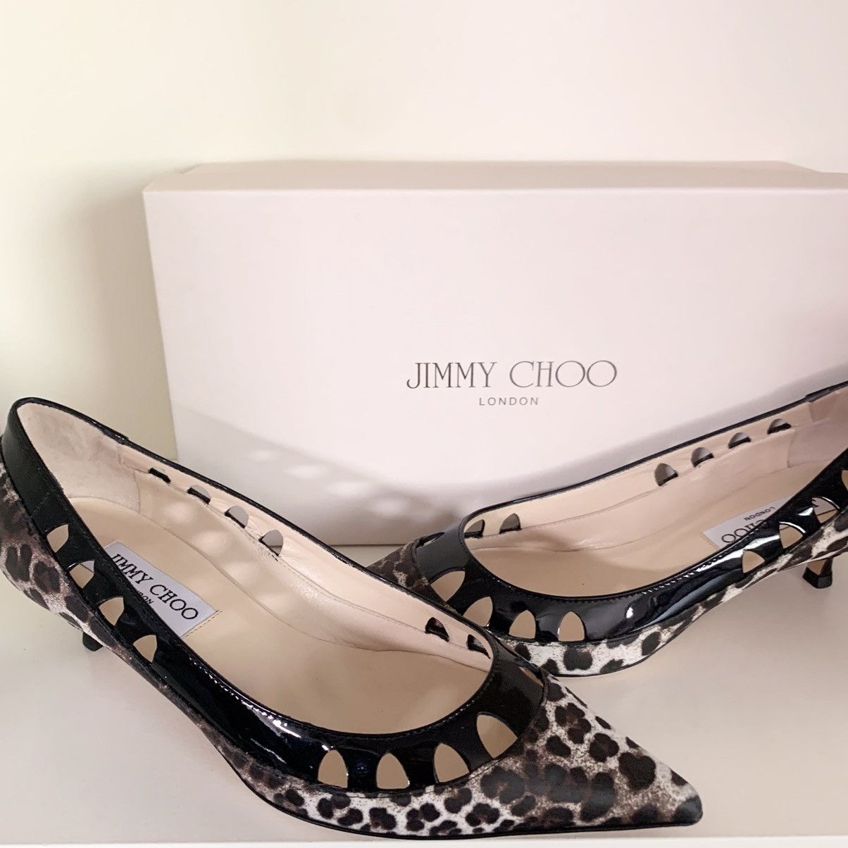 Jimmy Choo Jimmy chop leather leopard kitten heels Size US 7 / IT 37 - 16 Thumbnail