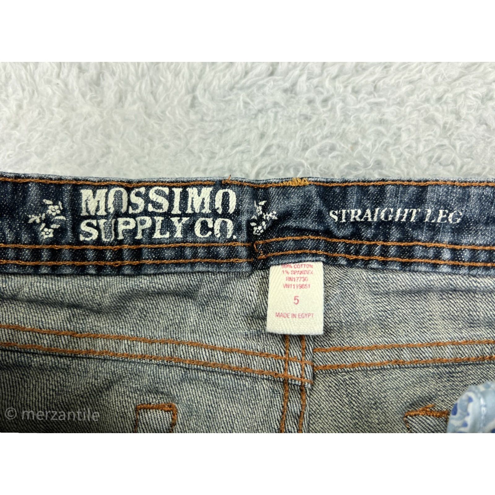 Mossimo Mossimo Jeans Womens 5 Blue Denim Straight Leg 5-Pocket Zipper Studded Embroidered Distressed Size 27" / US 4 / IT 40 - 4 Thumbnail
