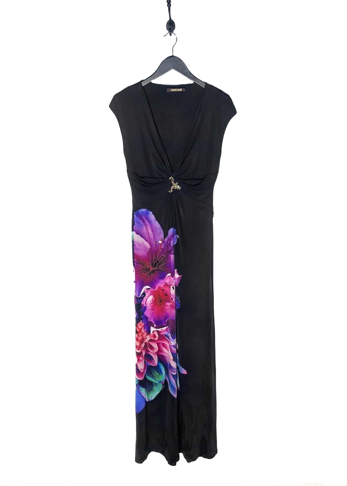 black dress with purple flowers Long a rose pattern this party dress will be your lovely partner. Dalia Macphee Dress Size Medium