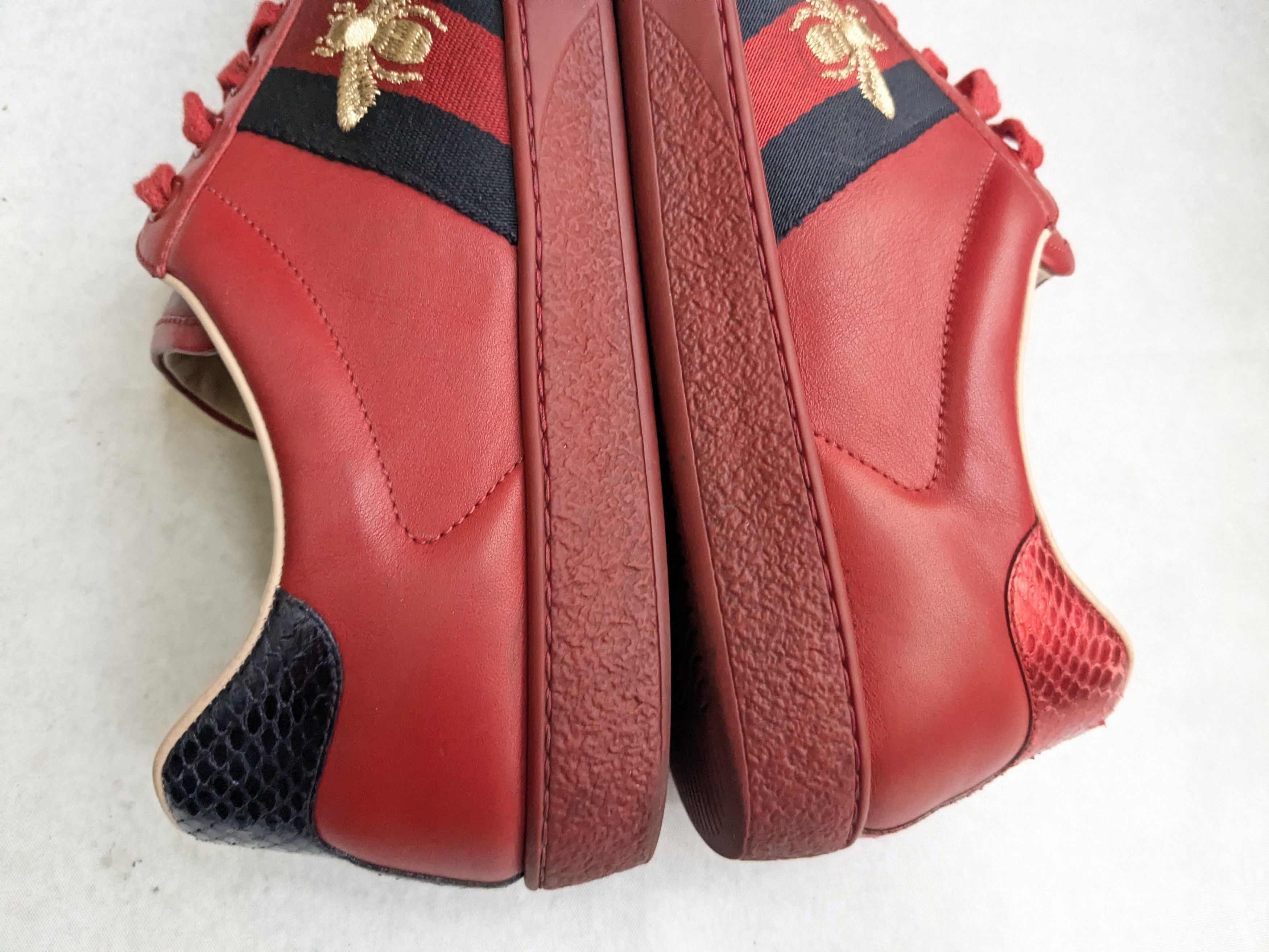 Gucci Gucci Ace Sneakers 9.5 Red Low Tops Leather Tennis Size US 9.5 / EU 42-43 - 14 Thumbnail