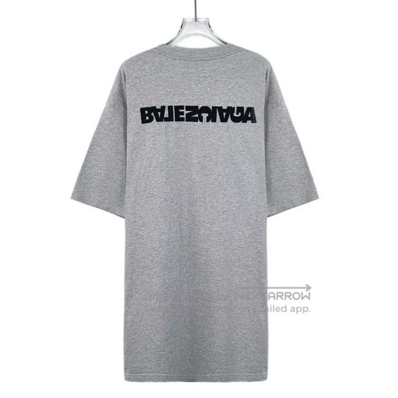 Balenciaga Balenciaga Grey Logo Letter Embroidered Cotton Round Neck Size US L / EU 52-54 / 3 - 2 Thumbnail