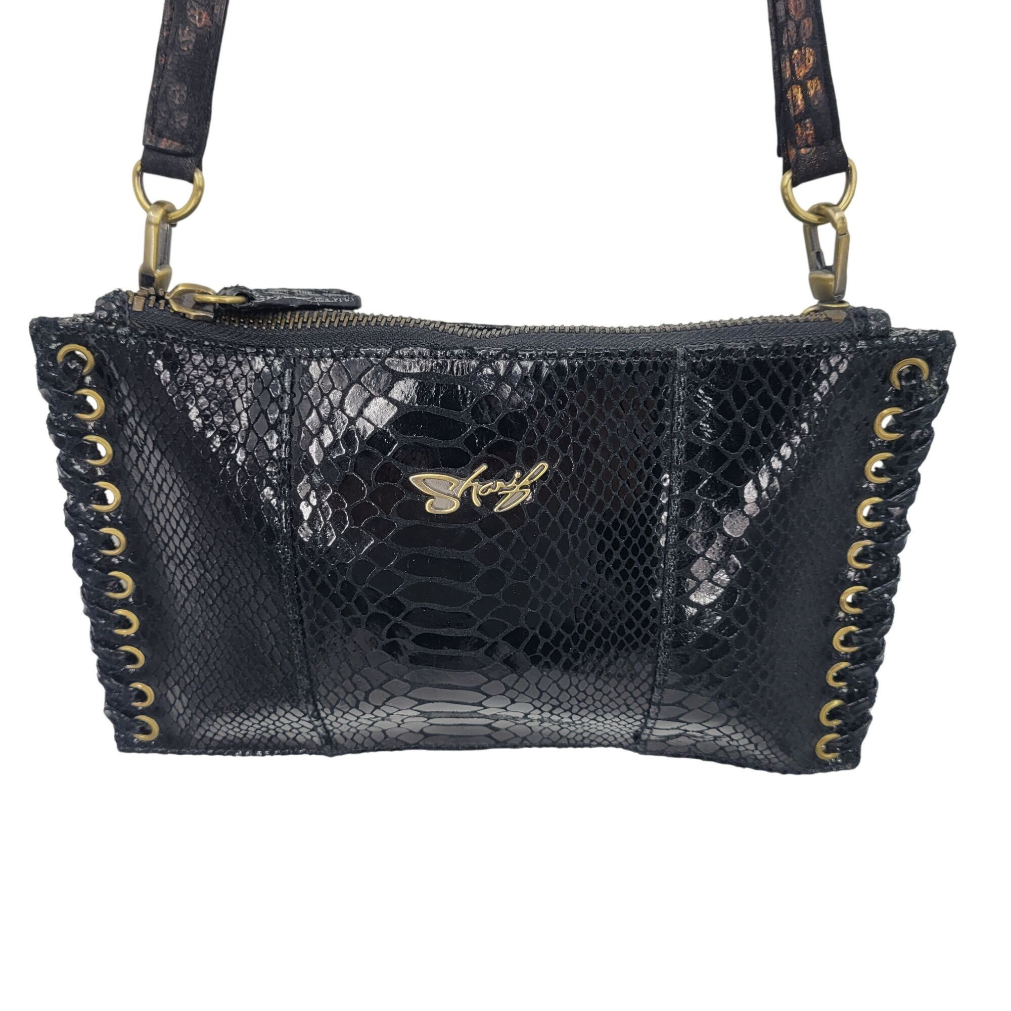 Other Y2K Sharif Black Faux Snake Wristlet Clutch Bag Baguette Gro Size ONE SIZE - 12 Thumbnail