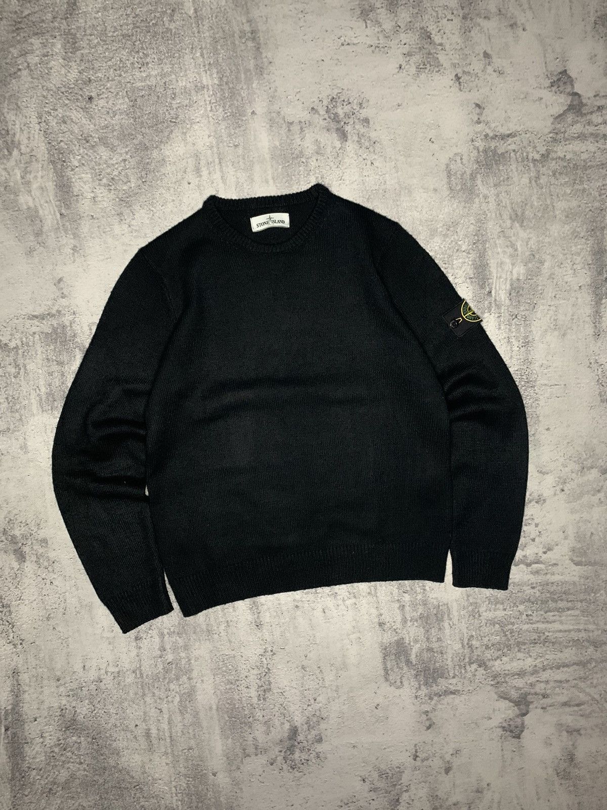 Image of Stone Island Black Crewneck Sweater, Men's (Size Small)