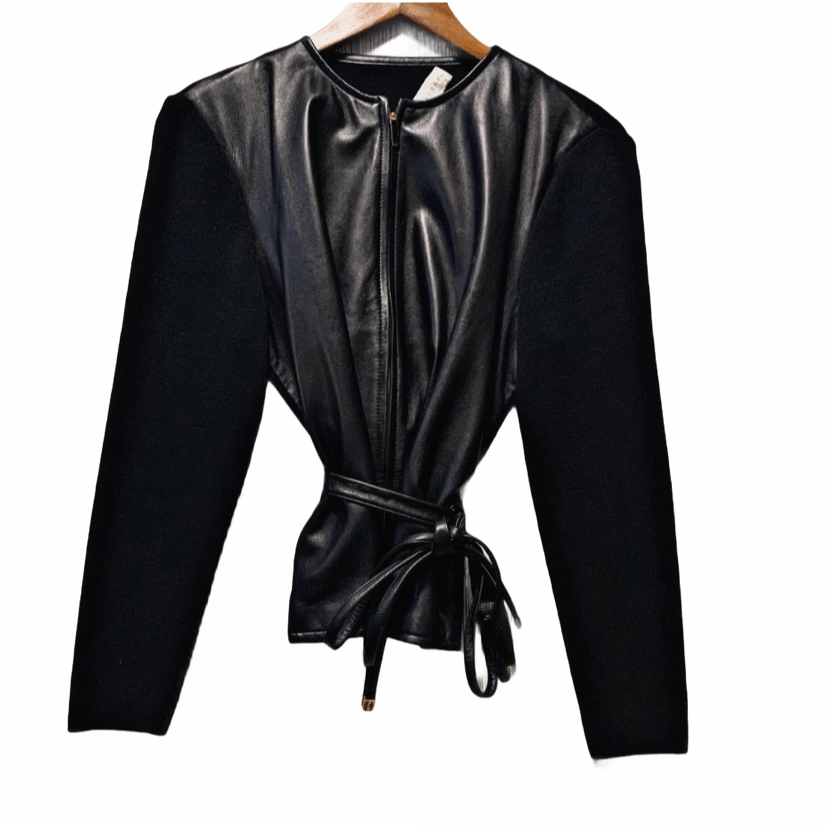 Other Doncaster 100% Leather & Wool Gold Detail Luxury Jacket S Size S / US 4 / IT 40 - 1 Thumbnail