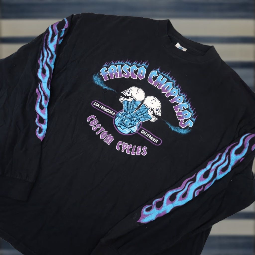 Vintage VINTAGE Frisco Choppers Custom Cycles Mens T Shirt Black XXL Graphic Unisex? No - Men's. Size US XXL / EU 58 / 5 - 1 Thumbnail
