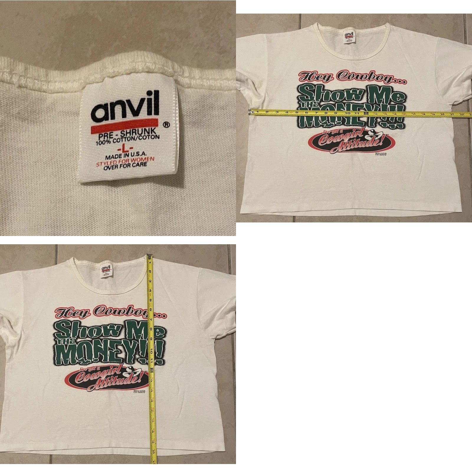 Vintage Vtg 90s Cowgirl Attitude Faded Cropped Shirt White - Single Stitch T-Shirt Womens One Size Cowgirl Joke Vintage 80s 90s Fashion Size ONE SIZE - 9 Thumbnail