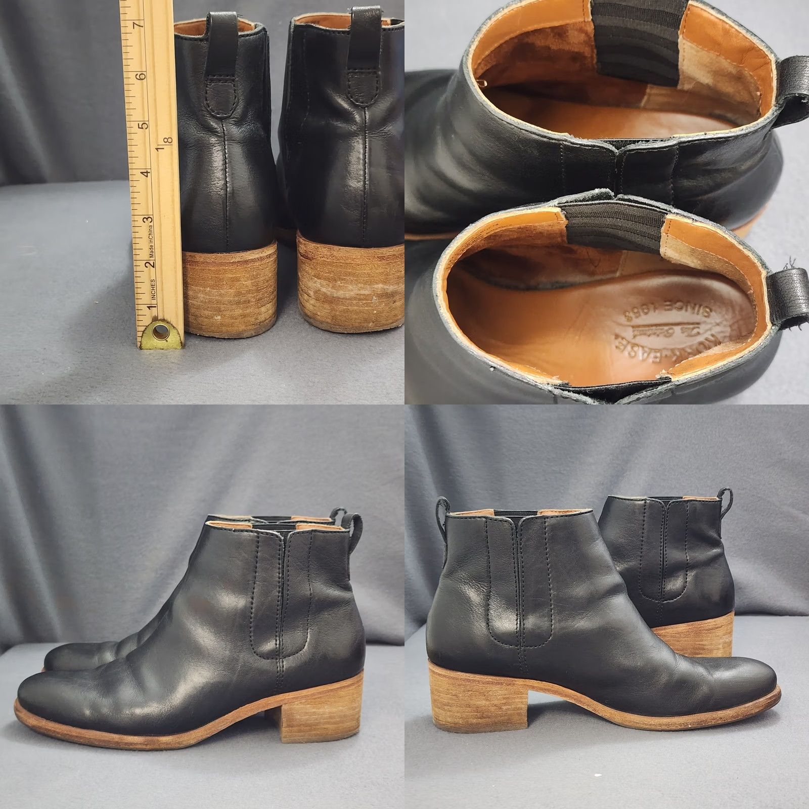 Vintage Kork-Ease Mens Black Leather Chelsea Boots 11 Pull On Ankle Comfort Low Heel Chelsea Mens Black Leather Boots Size US 11 / EU 44 - 8 Thumbnail