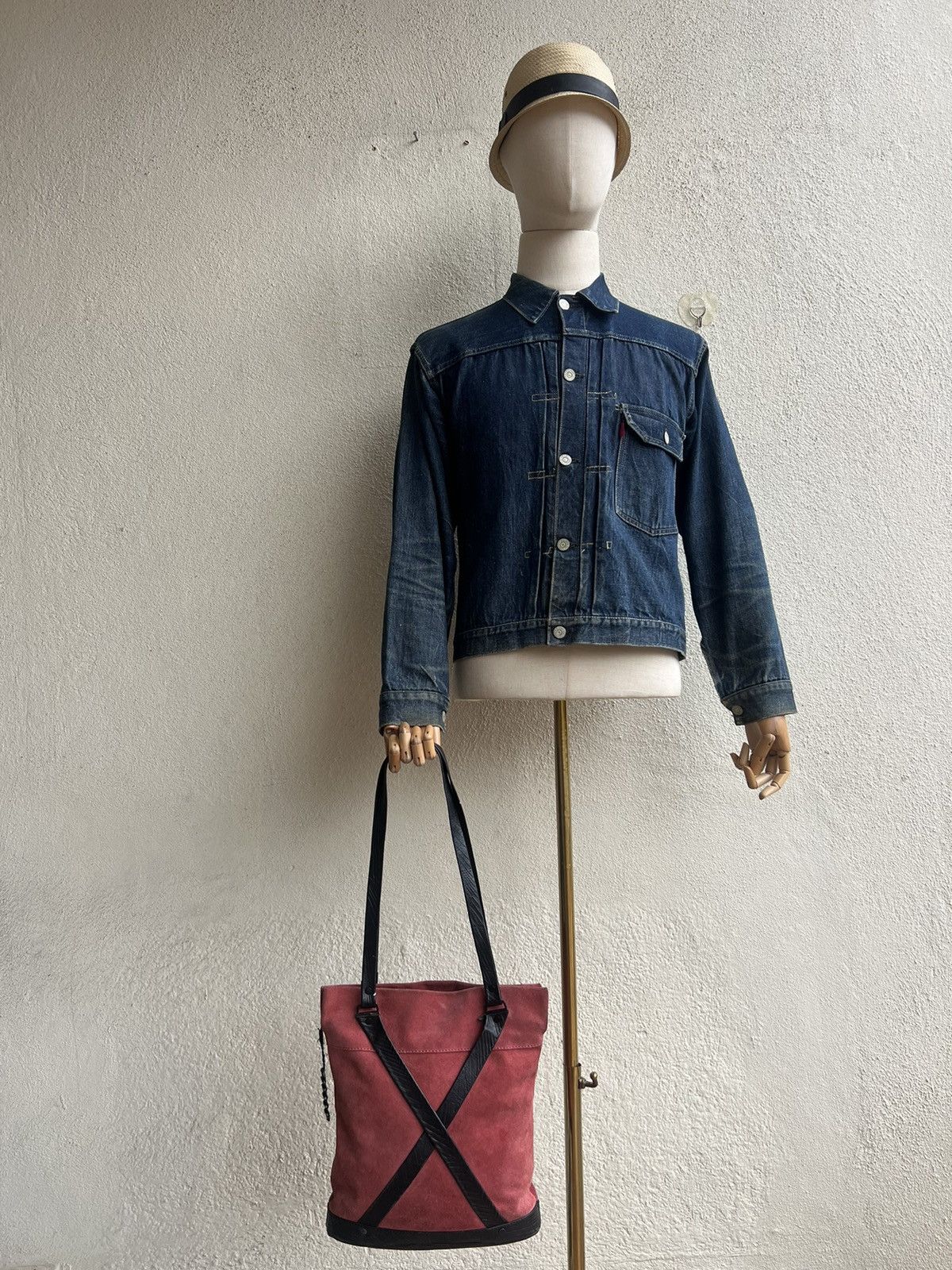 Leather Vintage Diesel Muddy Patina Suede Leather Mini Tote Bag Size ONE SIZE - 2 Thumbnail