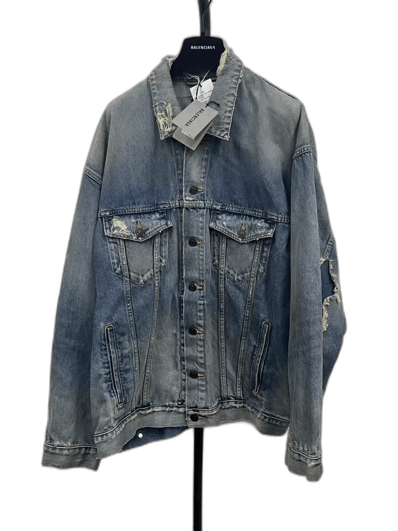 Balenciaga Balenciaga Distressed Denim Jacket-yf Size US XS / EU 42 / 0 - 1 Thumbnail