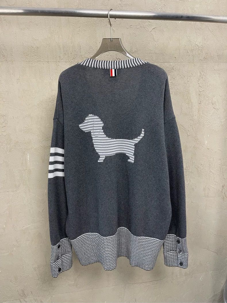 Thom Browne Thom browne Gray puppy four-striped knitted cardigan sweate Size US L / EU 52-54 / 3 - 2 Thumbnail