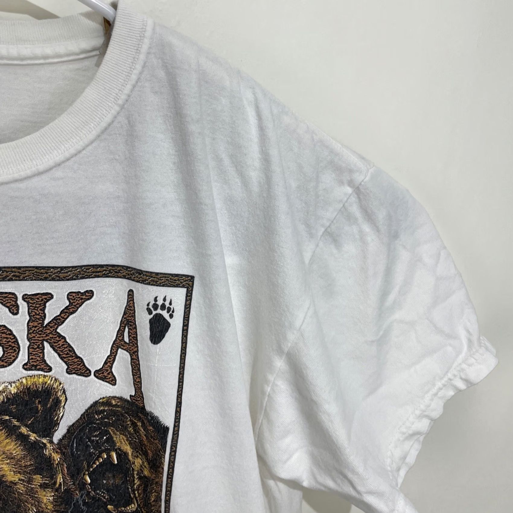 Anvil VINTAGE Alaska Grizzly Bear T Shirt White Mens Large 90s Graphic Print Logo Crew Neck Short Sleeve Cotton Anvil Classic Style Souvenir Size US L / EU 52-54 / 3 - 4 Thumbnail