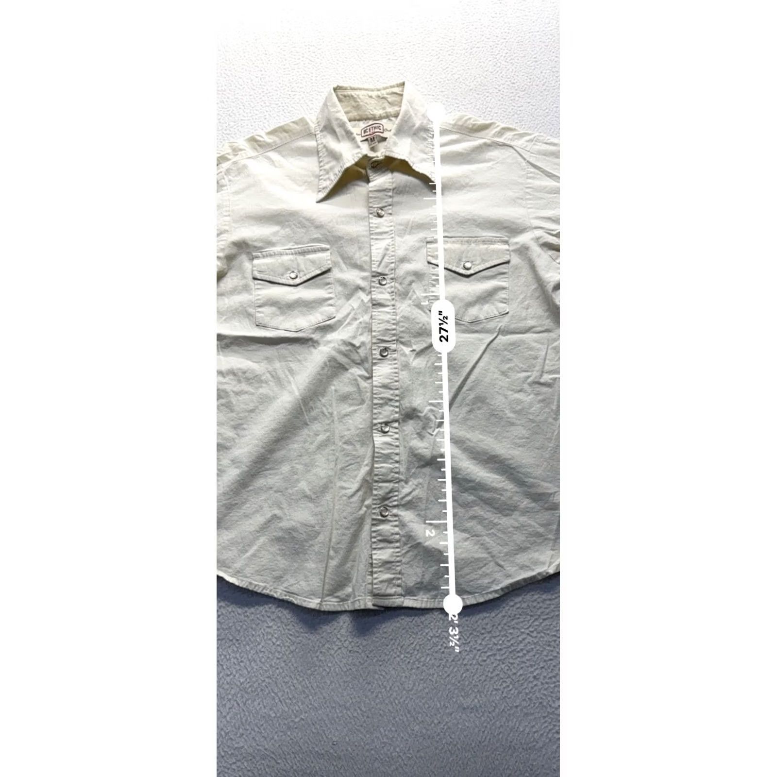 Vintage BC Ethic Button-Up Shirt Short Sleeve M Mens Beige Cotton Spandex Size US M / EU 48-50 / 2 - 7 Thumbnail