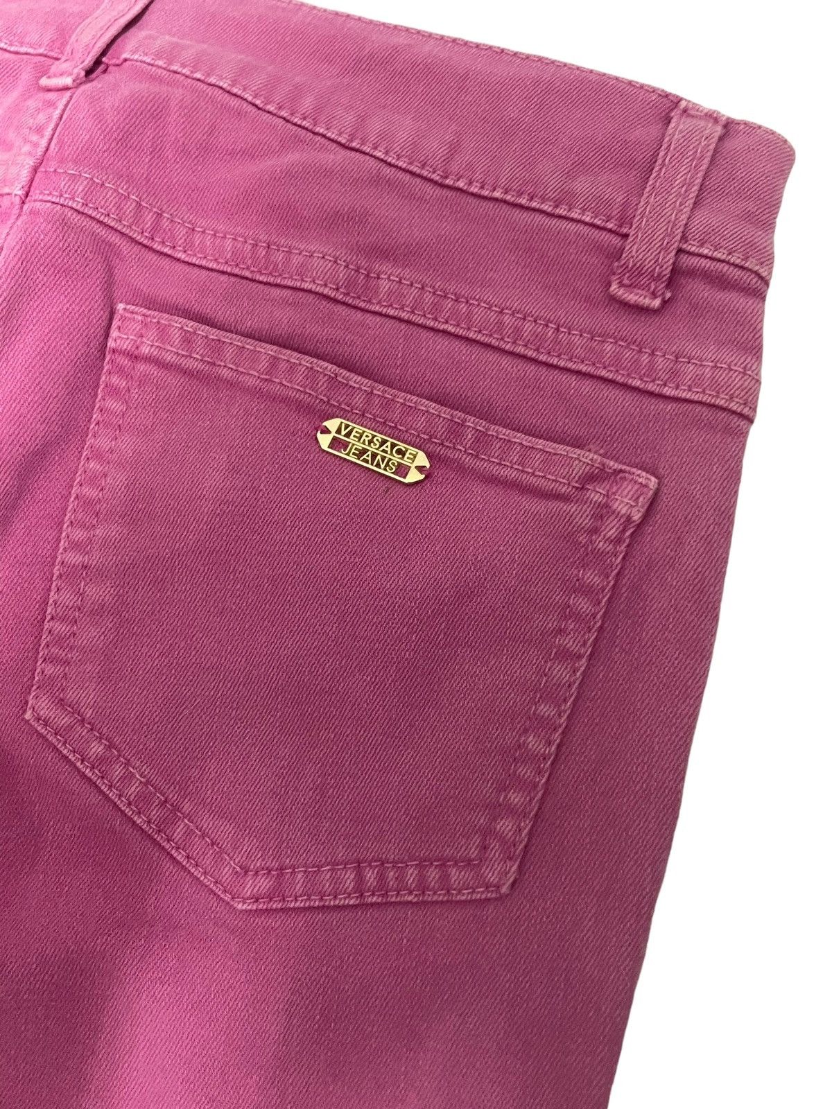 Versace Cross Zip Up Zipper Pink Pants