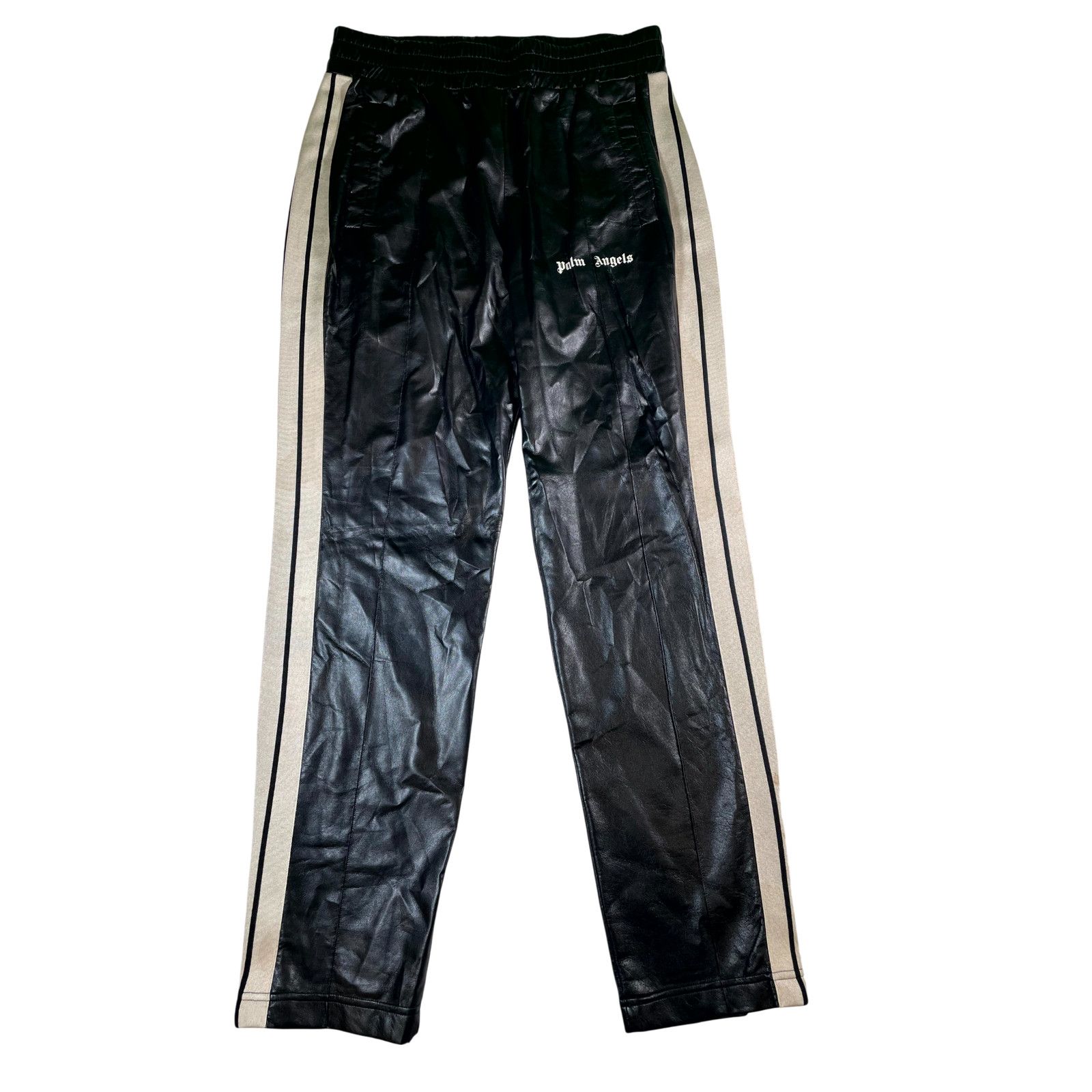 Palm Angels Leather Black & White Track Pants