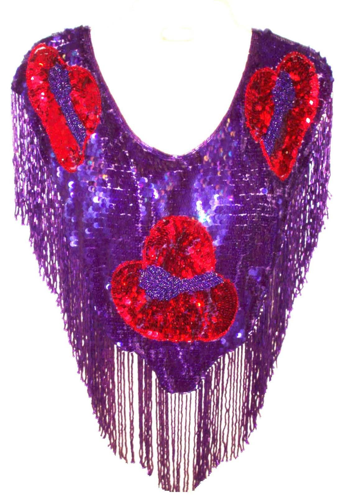 Designer Sequin Shawl/Wrap with Fringes Red Hat Society Size ONE SIZE - 1 Preview