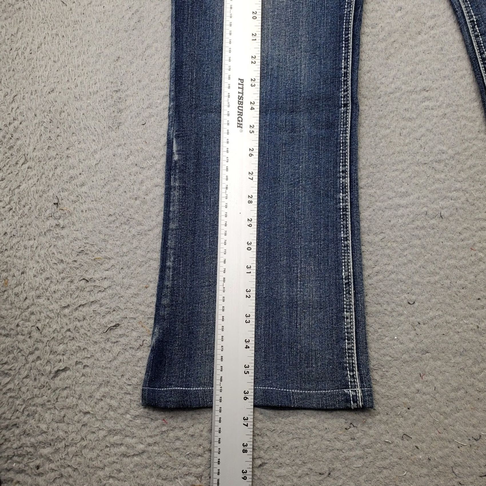 Vintage Roz & Ali Womens Bootcut Jeans Size 12 Blue Rhinestone Pocket Contrast Stitch Jeans Size 34" / US 12 / IT 48 - 3 Thumbnail