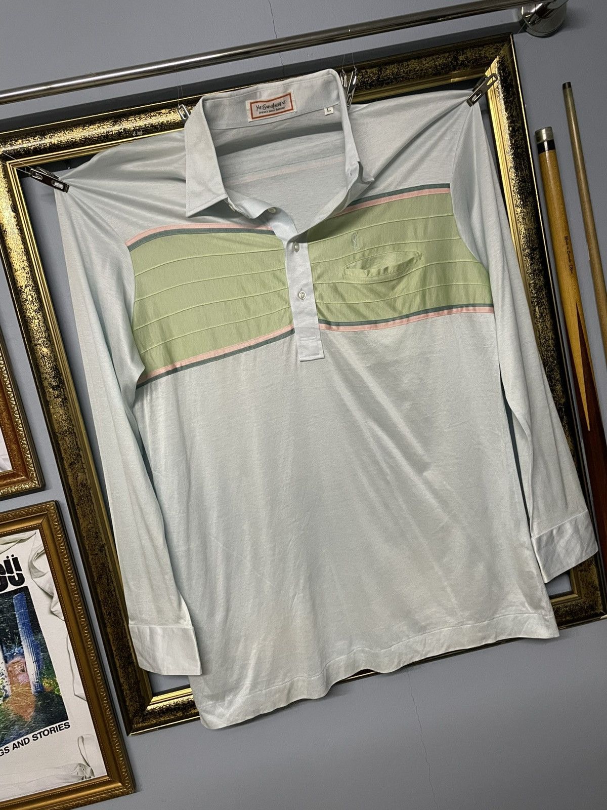 Yves Saint Laurent Vintage Yvesaintlaurent Light Pastel Colour Polo Sporty Look Size US L / EU 52-54 / 3 - 2 Thumbnail