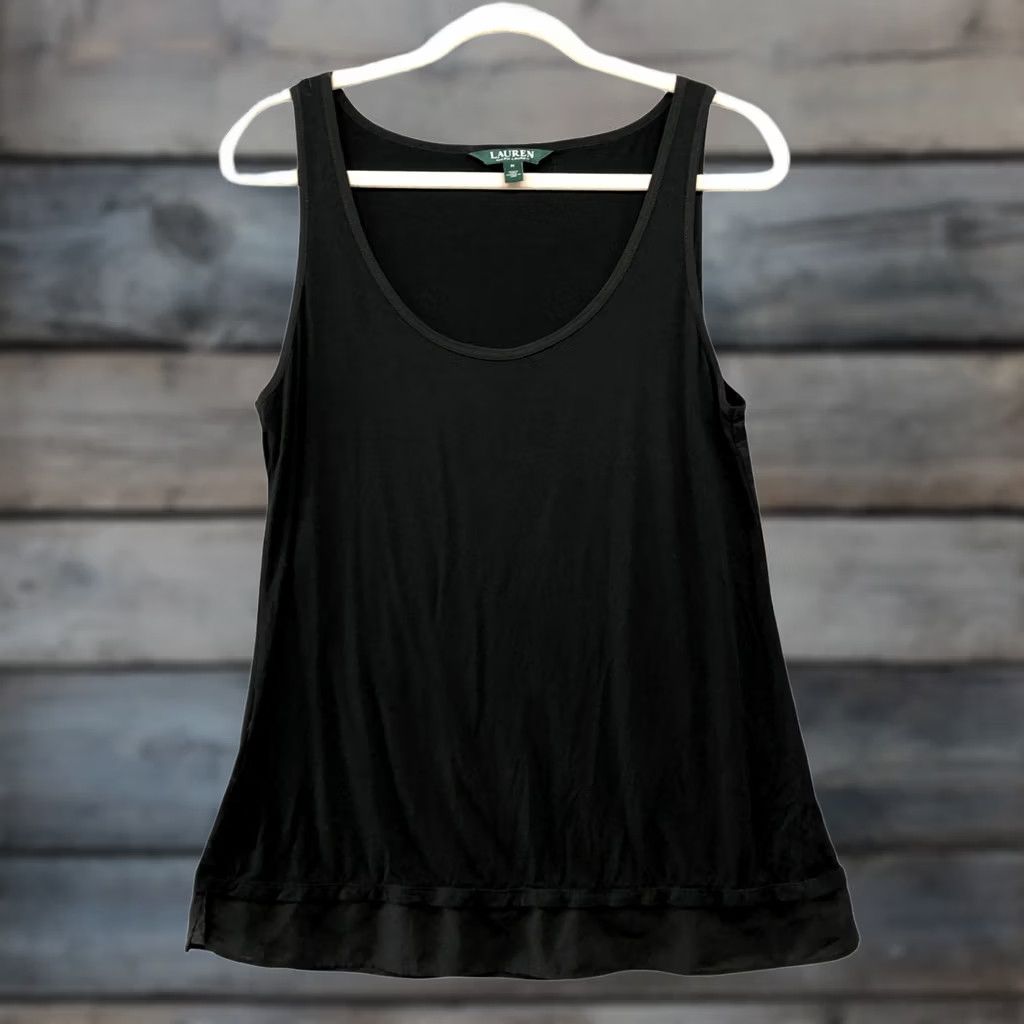 Ralph Lauren Lauren Ralph Lauren Tank Top Womens M Black Jersey Knit Scoop Neck Sleeveless Pullover Size M / US 6-8 / IT 42-44 - 1 Thumbnail