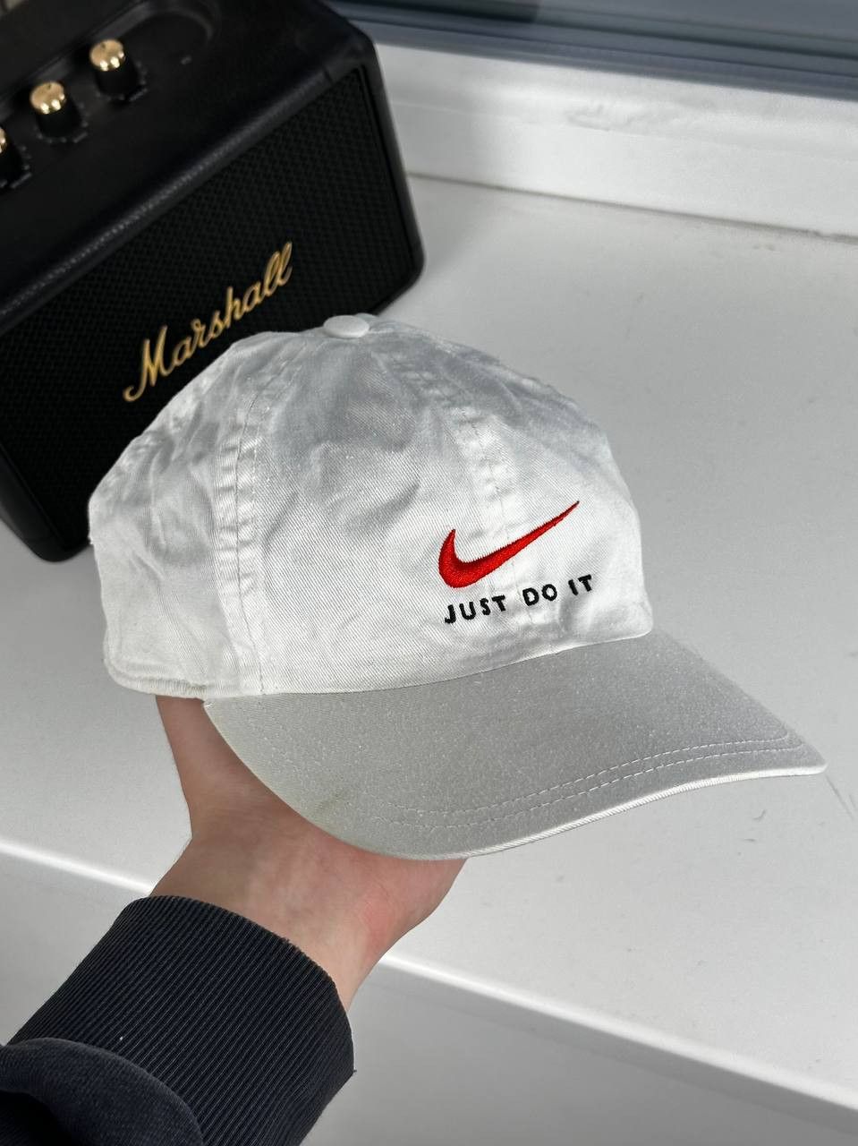 Nike × Vintage Vintage 90s Nike Just Do It White Hat Snapback Size ONE SIZE - 1 Thumbnail