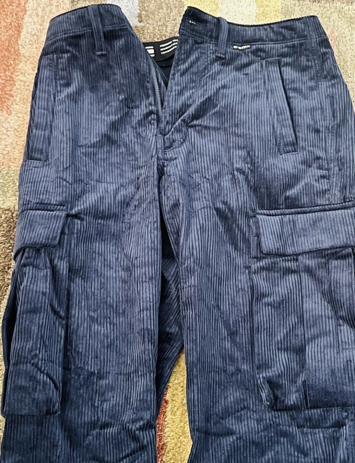 G-Star G Star Raw Pants Men's RENATO STRAIGHT CARGO Corduroy Navy Size US 28 / EU 44 - 4 Thumbnail