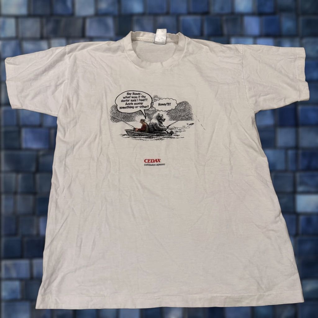 Vintage VINTAGE 90s Cedax Antibiotic Drug Comic Promo Single Stitch T-Shirt XL Men's White Cotton Crew Neck Short Sleeve Graphic Print Size US XL / EU 56 / 4 - 1 Thumbnail