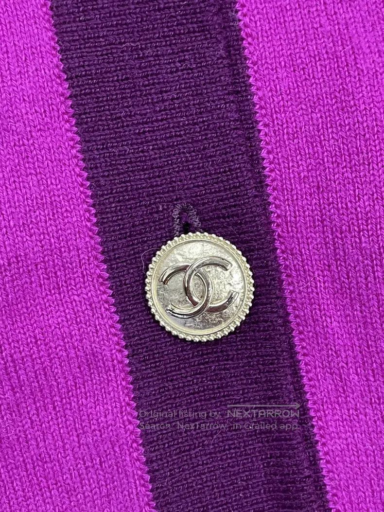 Chanel Chanel Purple colour block double C gold buckle cashmere k Size XXS / US 00 / IT 34 - 2 Thumbnail