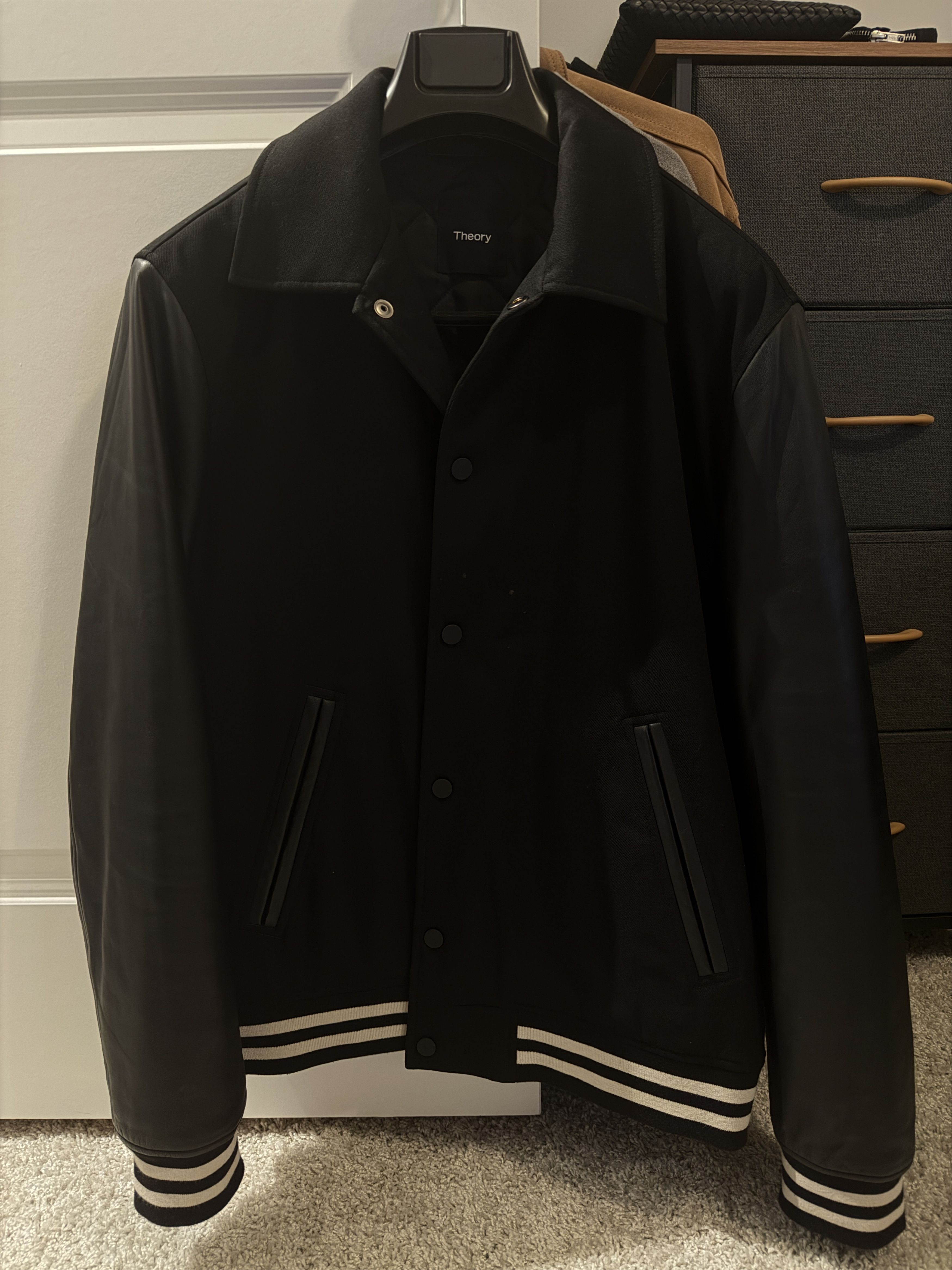 Varsity Jacket in Gabardine and Leather